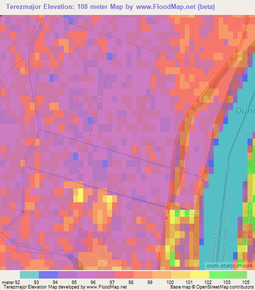 Terezmajor,Hungary Elevation Map