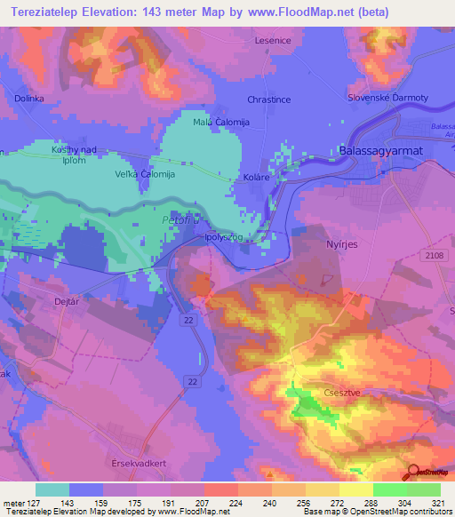 Tereziatelep,Hungary Elevation Map