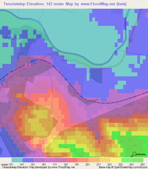Tereziatelep,Hungary Elevation Map