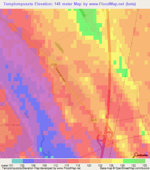 Templompuszta,Hungary Elevation Map