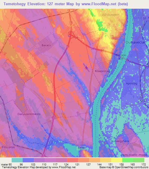 Temetohegy,Hungary Elevation Map
