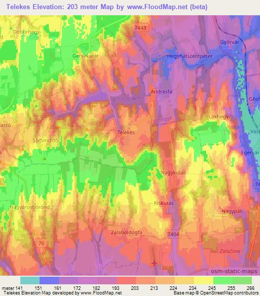 Telekes,Hungary Elevation Map