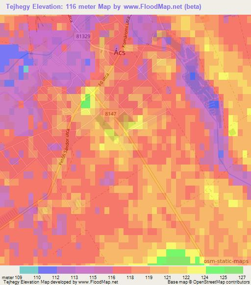 Tejhegy,Hungary Elevation Map