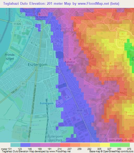 Teglahazi Dulo,Hungary Elevation Map