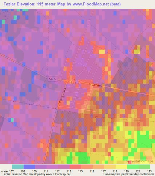 Tazlar,Hungary Elevation Map