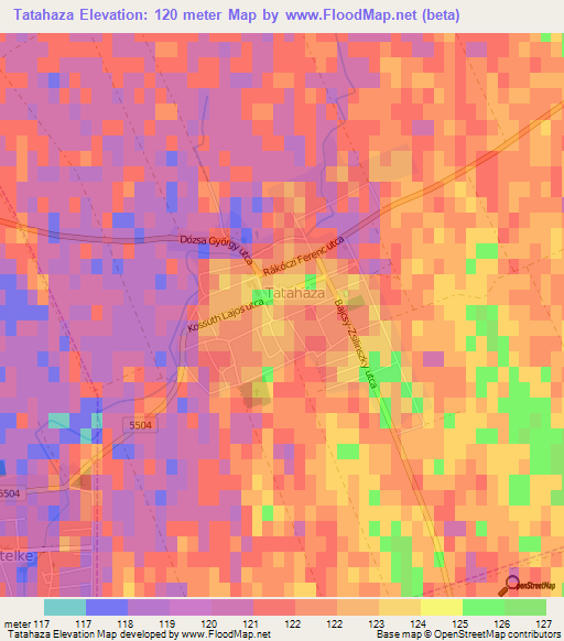Tatahaza,Hungary Elevation Map