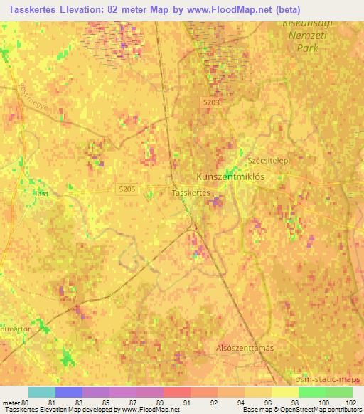 Tasskertes,Hungary Elevation Map