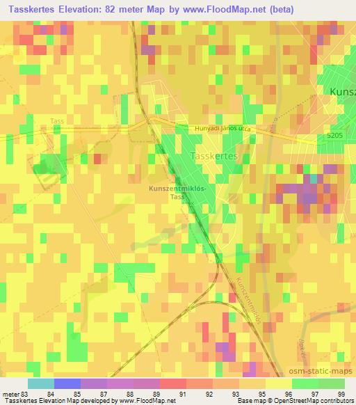 Tasskertes,Hungary Elevation Map