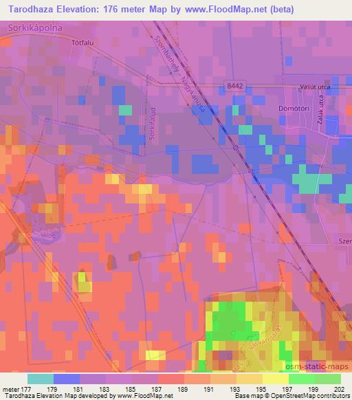 Tarodhaza,Hungary Elevation Map