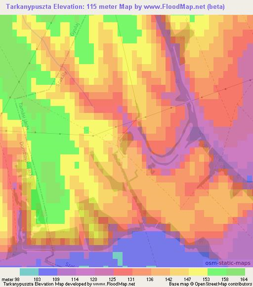 Tarkanypuszta,Hungary Elevation Map