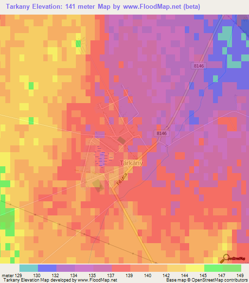 Tarkany,Hungary Elevation Map