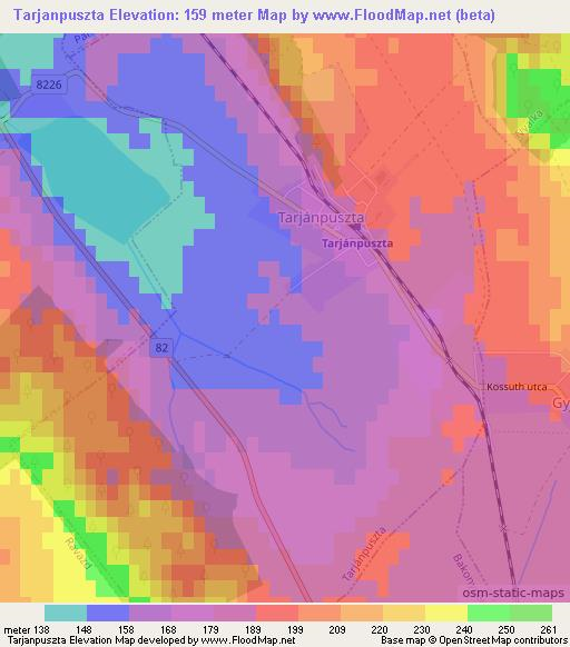 Tarjanpuszta,Hungary Elevation Map