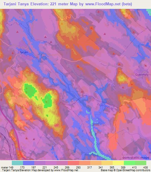 Tarjani Tanya,Hungary Elevation Map