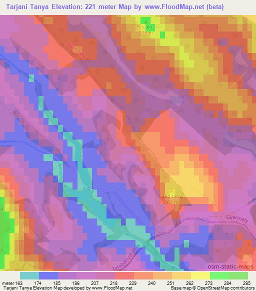 Tarjani Tanya,Hungary Elevation Map