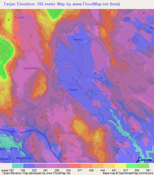 Tarjan,Hungary Elevation Map