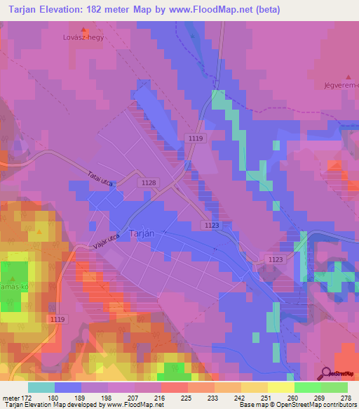 Tarjan,Hungary Elevation Map