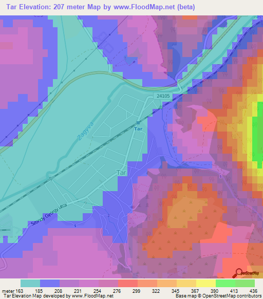 Tar,Hungary Elevation Map