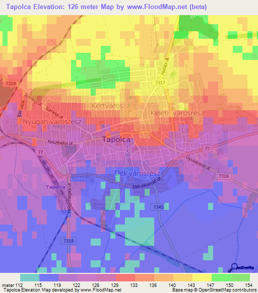Tapolca,Hungary Elevation Map