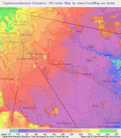 Taplanszentkereszt,Hungary Elevation Map