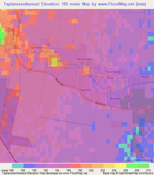 Taplanszentkereszt,Hungary Elevation Map