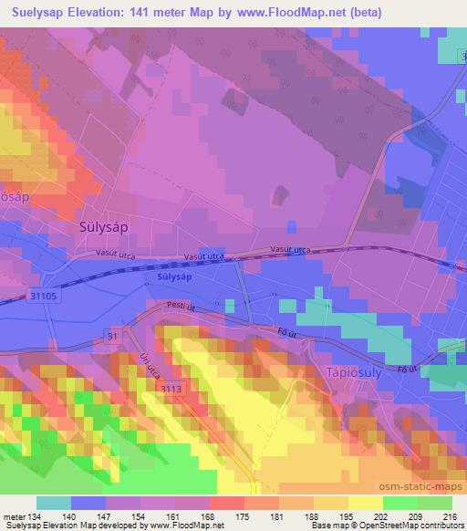 Suelysap,Hungary Elevation Map