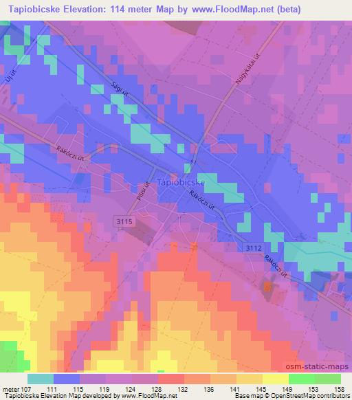 Tapiobicske,Hungary Elevation Map