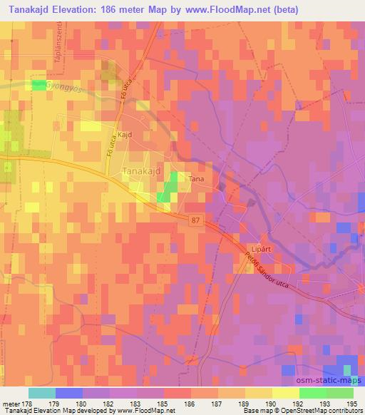Tanakajd,Hungary Elevation Map