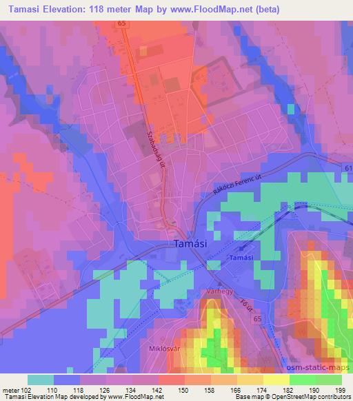 Tamasi,Hungary Elevation Map