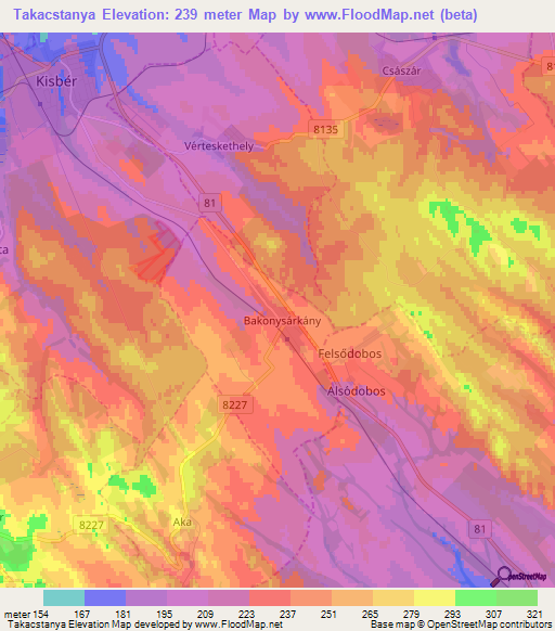 Takacstanya,Hungary Elevation Map