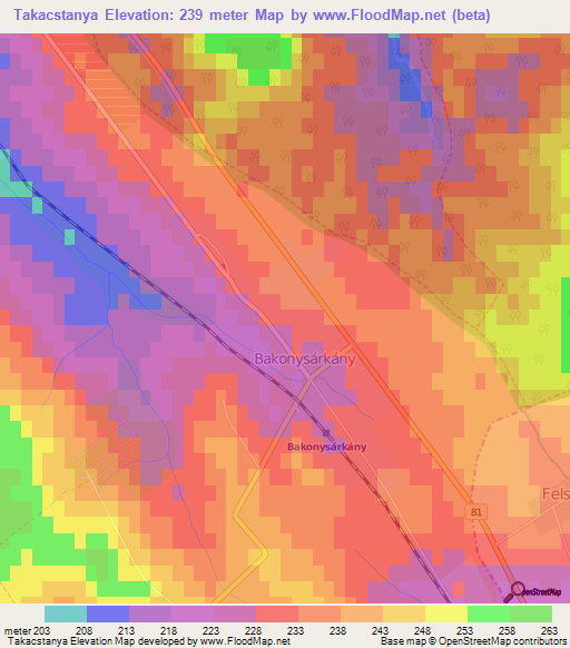 Takacstanya,Hungary Elevation Map