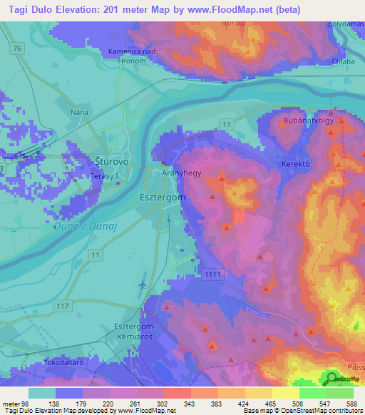 Tagi Dulo,Hungary Elevation Map