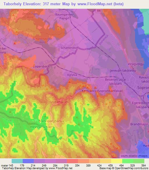 Taborhely,Hungary Elevation Map