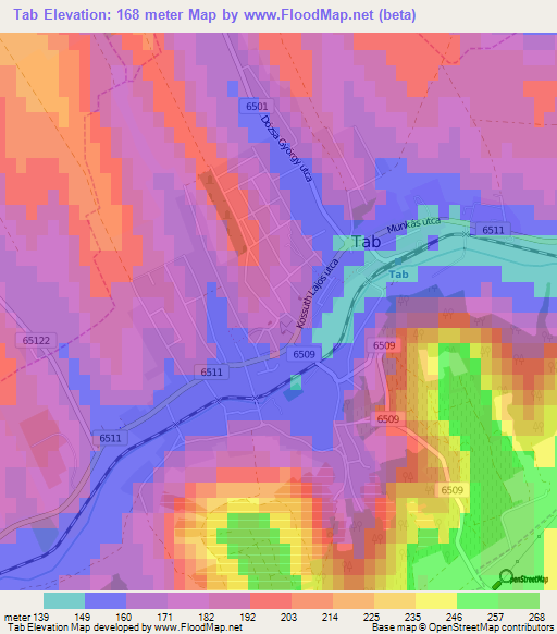 Tab,Hungary Elevation Map