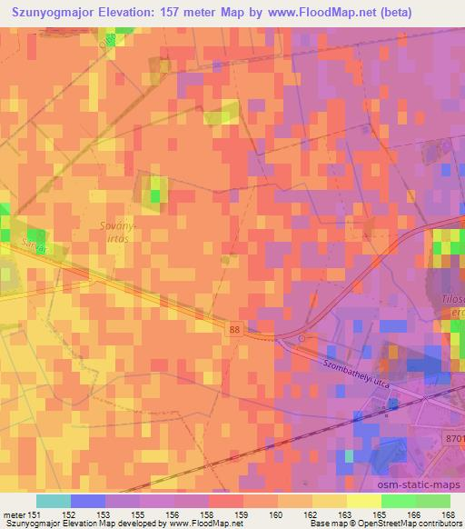 Szunyogmajor,Hungary Elevation Map
