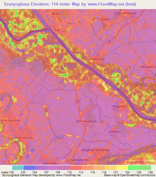 Szunyoghaza,Hungary Elevation Map