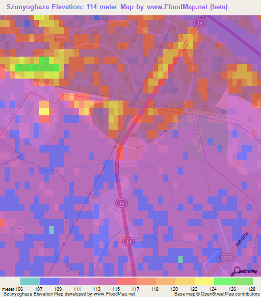 Szunyoghaza,Hungary Elevation Map