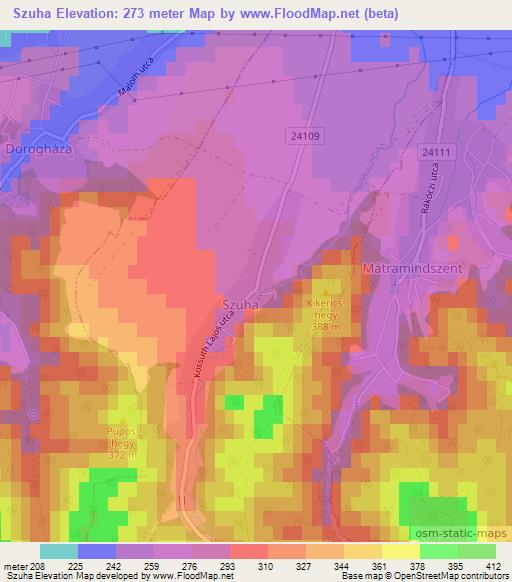 Szuha,Hungary Elevation Map