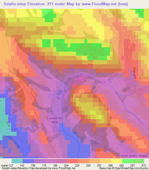 Sztalin-telep,Hungary Elevation Map