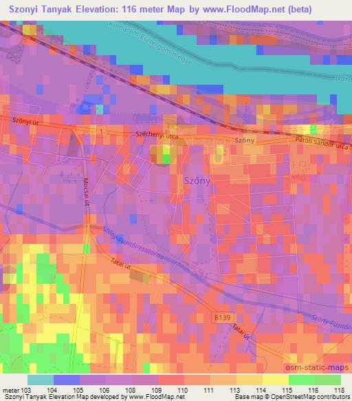 Szonyi Tanyak,Hungary Elevation Map