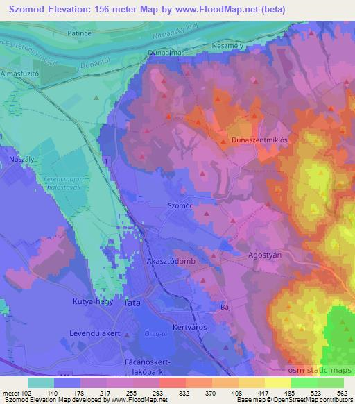 Szomod,Hungary Elevation Map