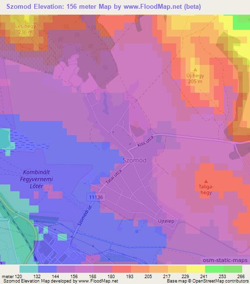 Szomod,Hungary Elevation Map