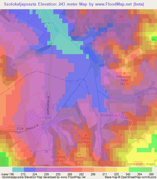 Szolokaljapuszta,Hungary Elevation Map