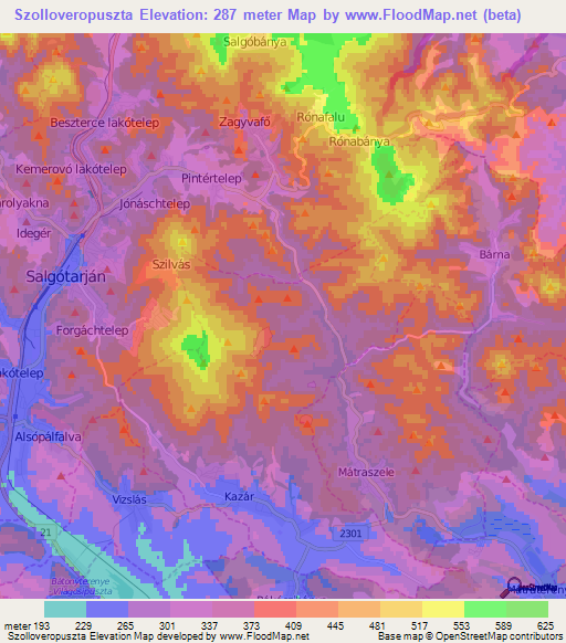 Szolloveropuszta,Hungary Elevation Map