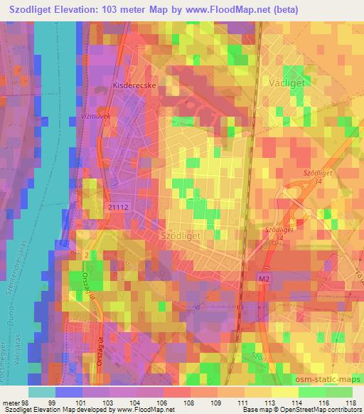 Szodliget,Hungary Elevation Map