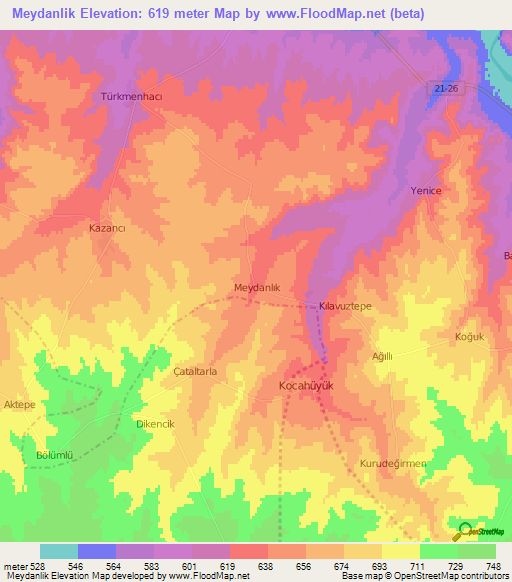 Meydanlik,Turkey Elevation Map