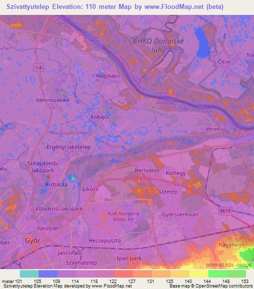 Szivattyutelep,Hungary Elevation Map