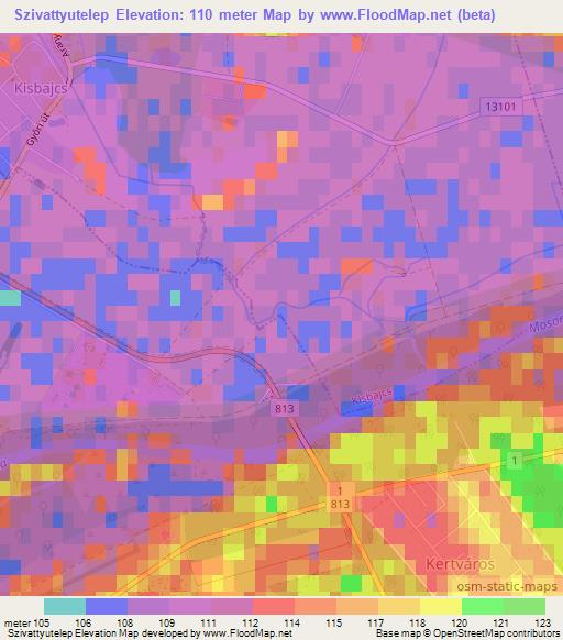 Szivattyutelep,Hungary Elevation Map
