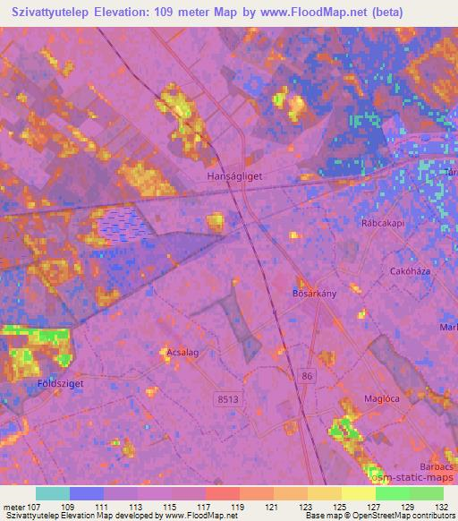 Szivattyutelep,Hungary Elevation Map