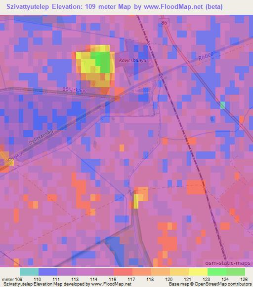 Szivattyutelep,Hungary Elevation Map