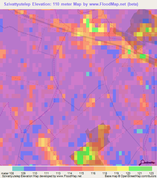 Szivattyutelep,Hungary Elevation Map